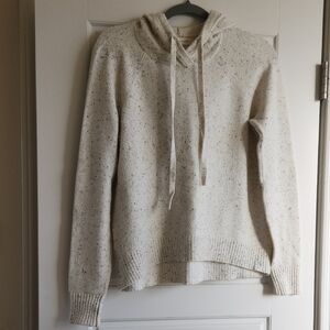 Lou & Grey for LOFT Cozy Cream Speckled Women's Hooded Sweater